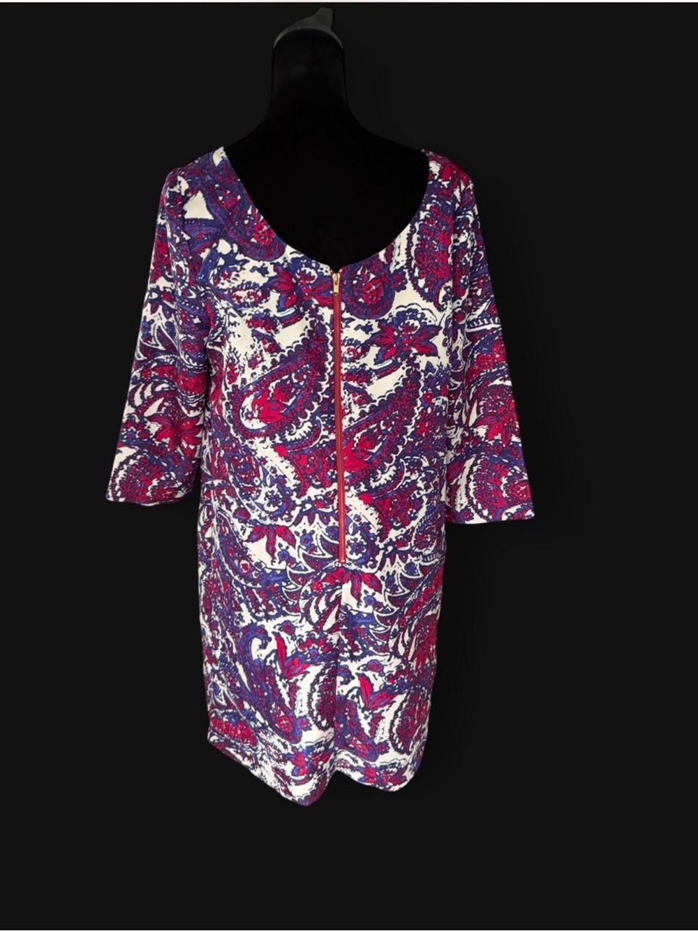 The Limited Paisley Shift Dress Small Blue Pink Bell Sleeve - Picture 4 of 5